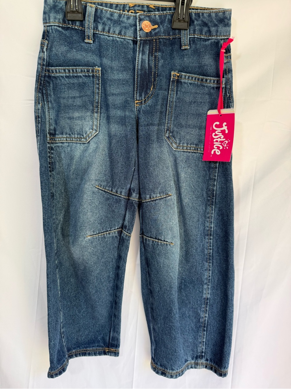 Justice Blue Denim Girls Jeans - Relaxed Fit Barrel Jean. Girl’s Size 6